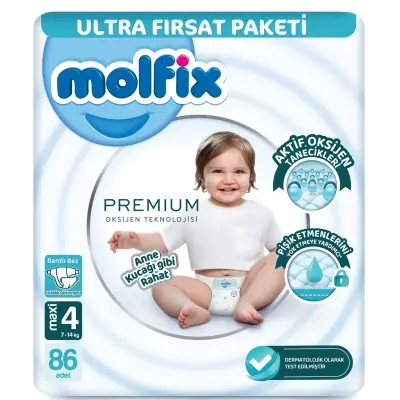 Molfix Premium Bebek Bezi 4 Beden Maxi 86lı Ultra Fırsat Paketi (1)