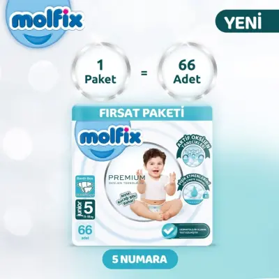 Molfix Premium Bebek Bezi 5 Beden Junior 66lı Ultra Fırsat Paketi - 12