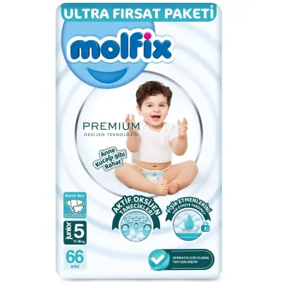 Molfix Premium Bebek Bezi 5 Beden Junior 66lı Ultra Fırsat Paketi (1)