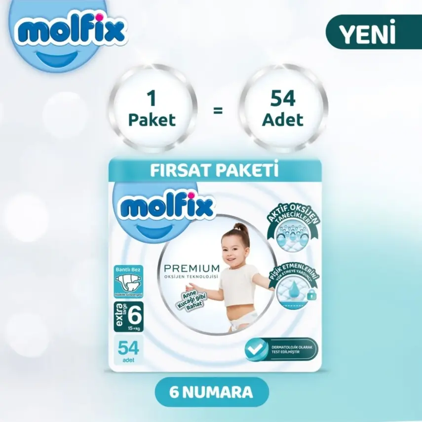 Molfix Premium Bebek Bezi 6 Beden XLarge 54lü Ultra Fırsat Paketi - 7