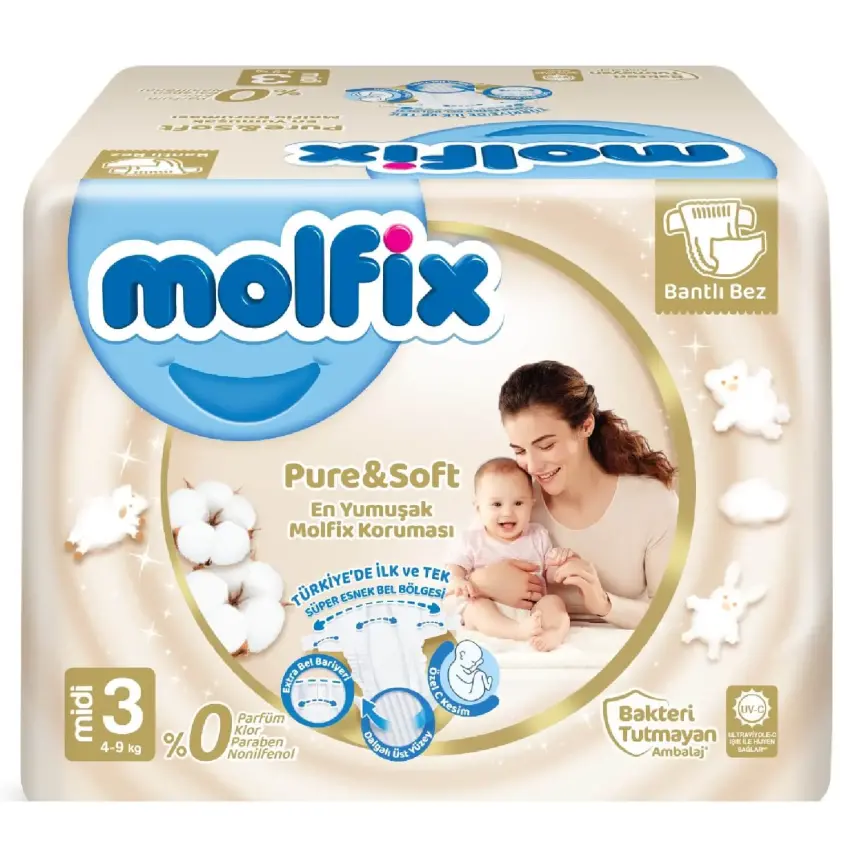 Molfix Pure&Soft Bebek Bezi 3 Beden Midi 98Li Ultra Avantaj Paketi - 1