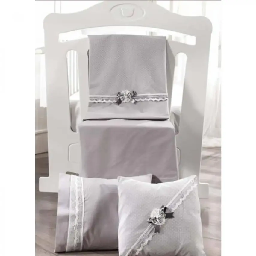 Momishop Bebek Nevresim Takımı Romantica Gri - 1