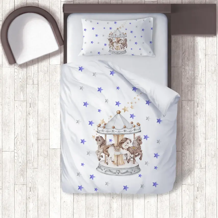 Momys Care Atlı Karınca Dönme Dolap Bebek Nevresim Takımı 100x150 Cm - 1