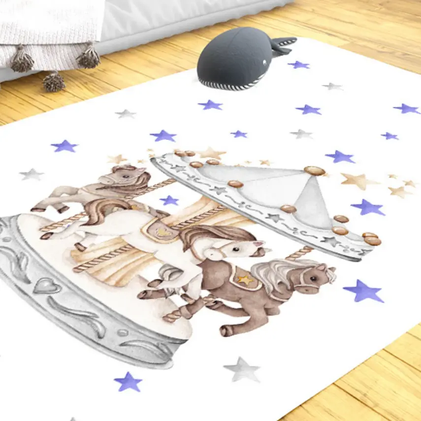 Momys Care Atlı Karınca Dönme Dolap Çocuk Odası Halı 100x160 Cm - 2