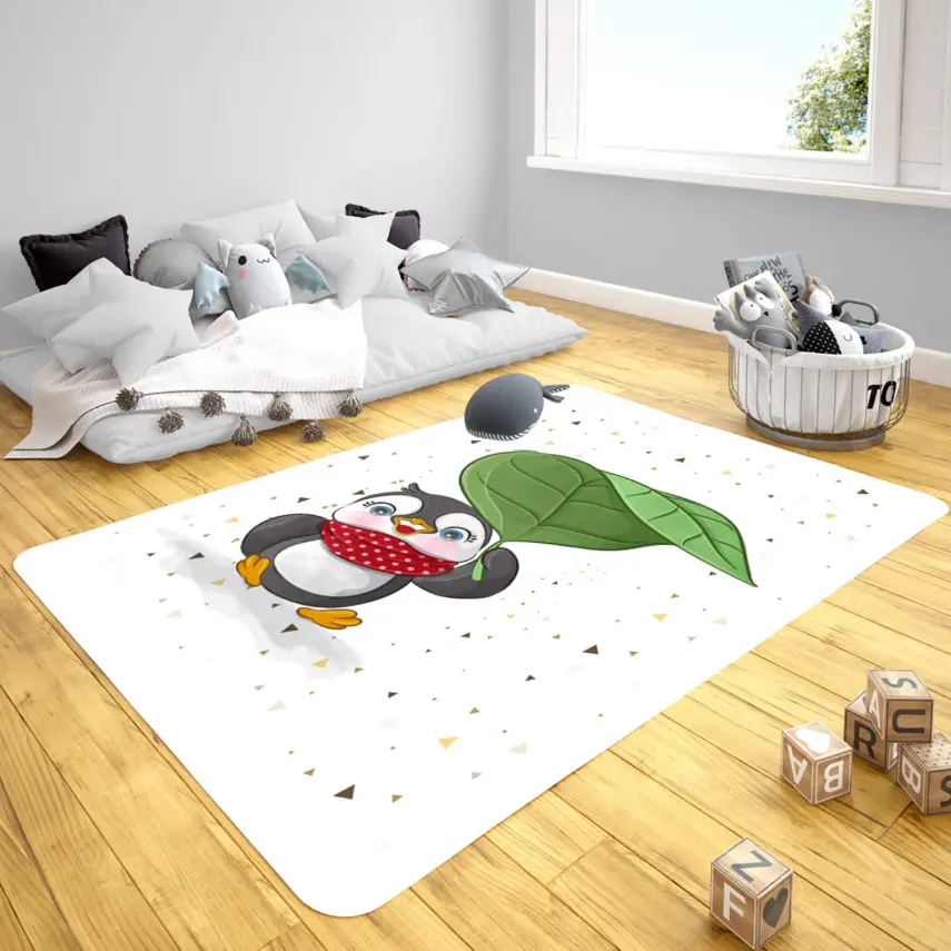 Momys Care Kutup Yıldızı Penguen Çocuk Odası Halı 100x160 Cm - 1