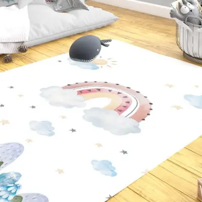 Momys Care Masalsı Gökkuşağı Çocuk Odası Halı 100x160 Cm (1)