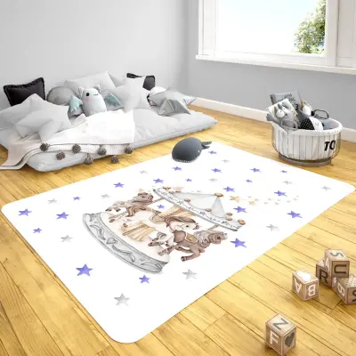 Momys Care Tatlı Ayıcık Çocuk Odası Halı Model 100x160 Cm (1)