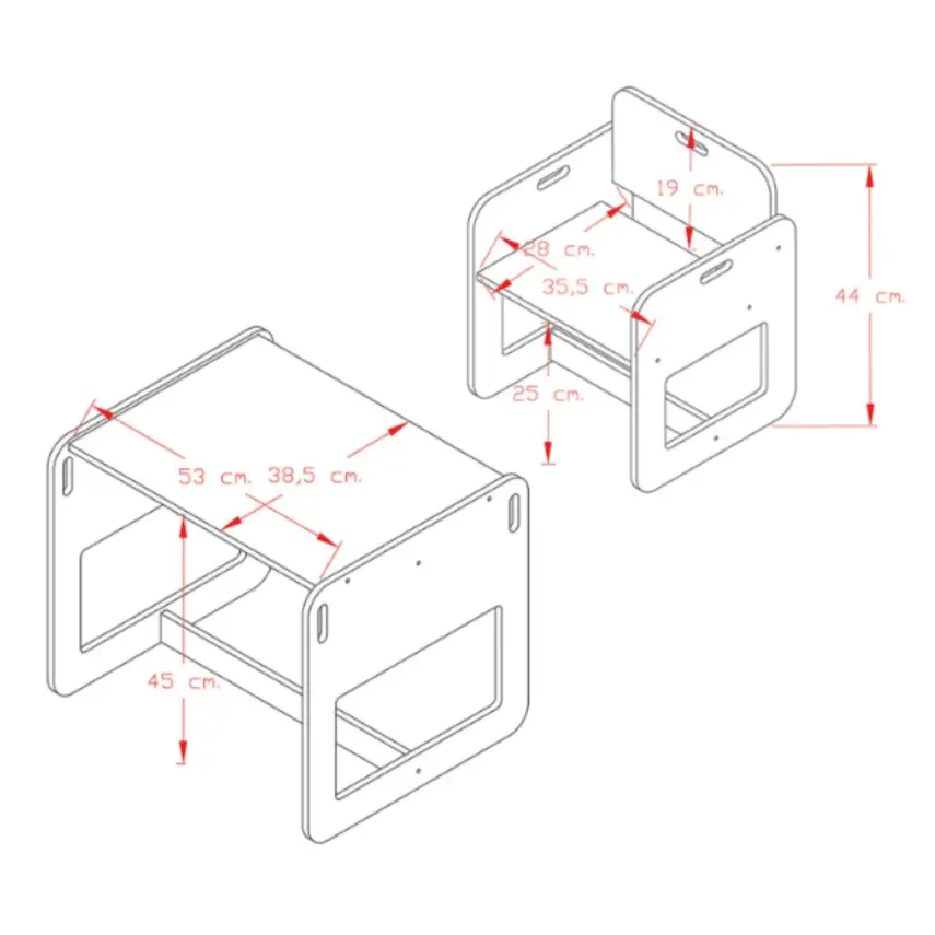 Montessori Kumru Aktivite Masası ve Sandalye Takımı - 2