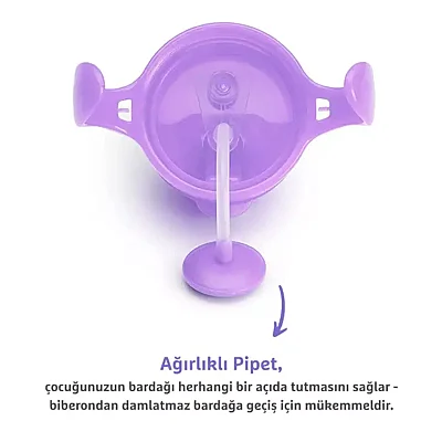 Munchkin Kilitli Uçlu Alıştırma Bardağı 207 ml Mor - 3