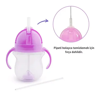 Munchkin Kilitli Uçlu Alıştırma Bardağı 207 ml Mor - 4
