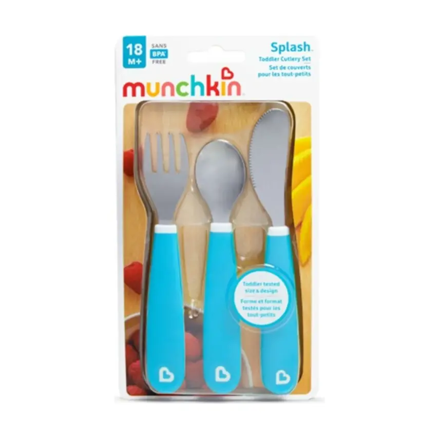 Munchkin Sıçramayı Engelleyici Çocuk Çatal Bıçak Kaşık Seti 18ay+ Mavi - 4