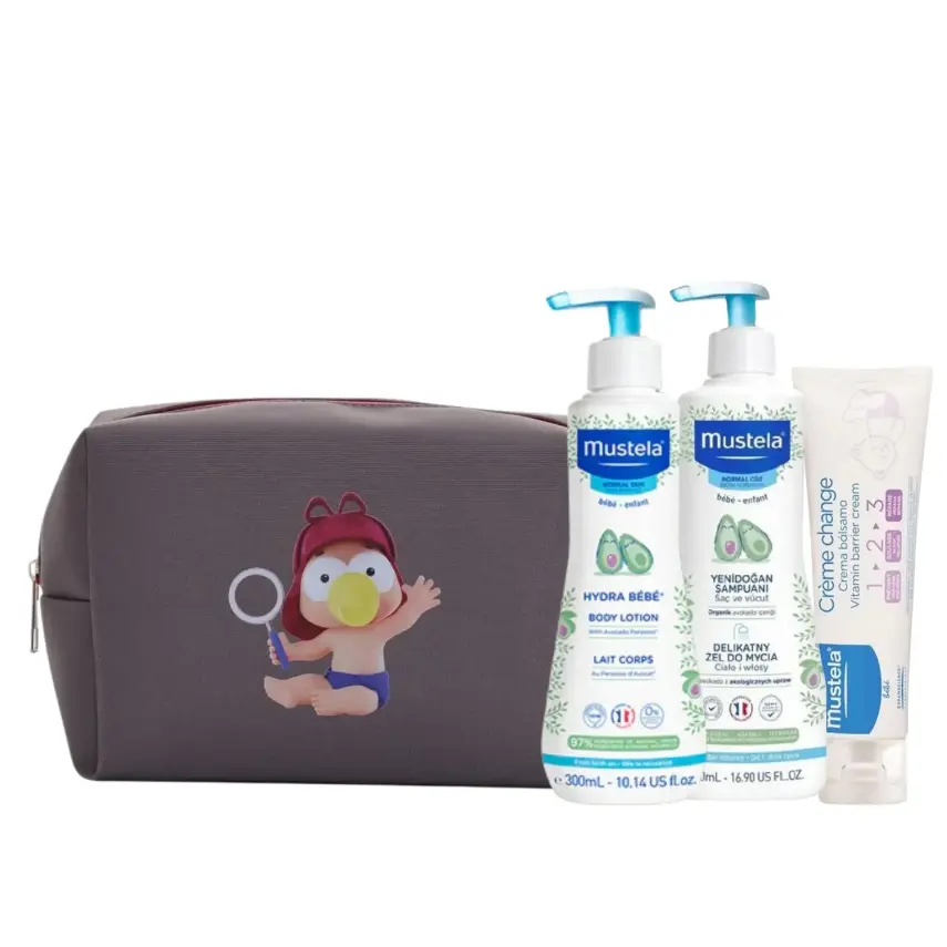 Mustela Çanta Hediyeli Set (Antrasit) Mustela Vücut Losyonu+Mustela Yenidoğan Şampuanı+Mustela Pişik Kremi+Çanta Hediyeli - 1