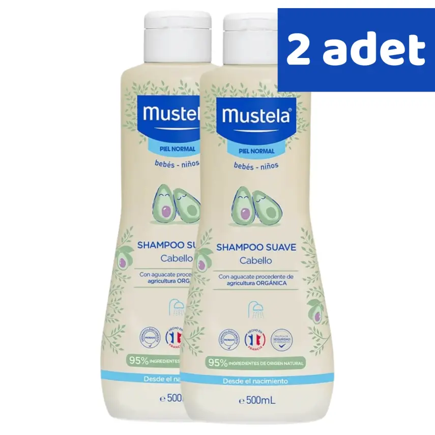 Mustela Gentle Avokado Papatya Özlü Bebek Şampuanı 500 ml x 2 Adet - 1