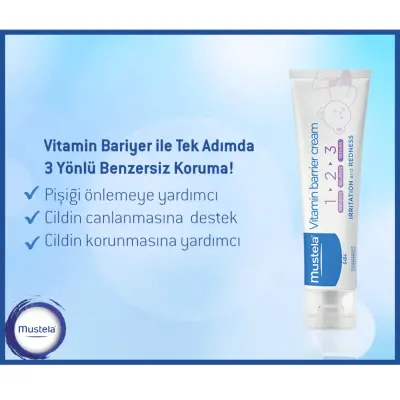 Mustela Vitamin Bariyer 1-2-3 Bebek Pişik Kremi 100 ml x 3 Adet - 5