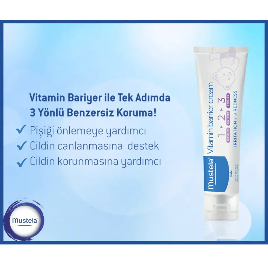 Mustela Vitamin Bariyer 1-2-3 Bebek Pişik Kremi 100 ml x 3 Adet - 5