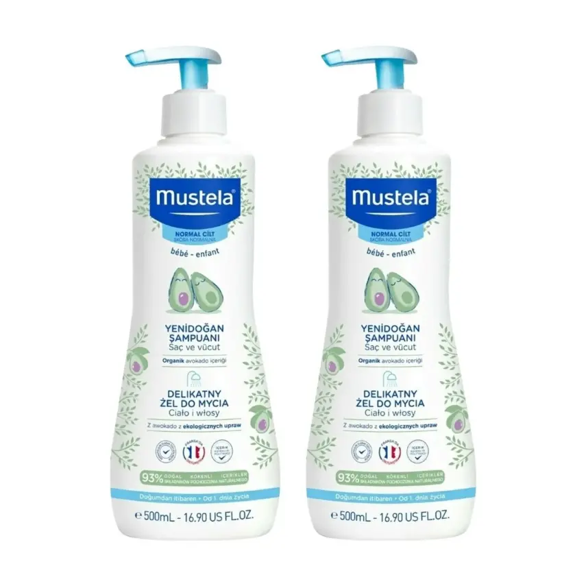 Mustela Yenidoğan Şampuanı Avokado İçeriği 500 ml x2 Adet - 1