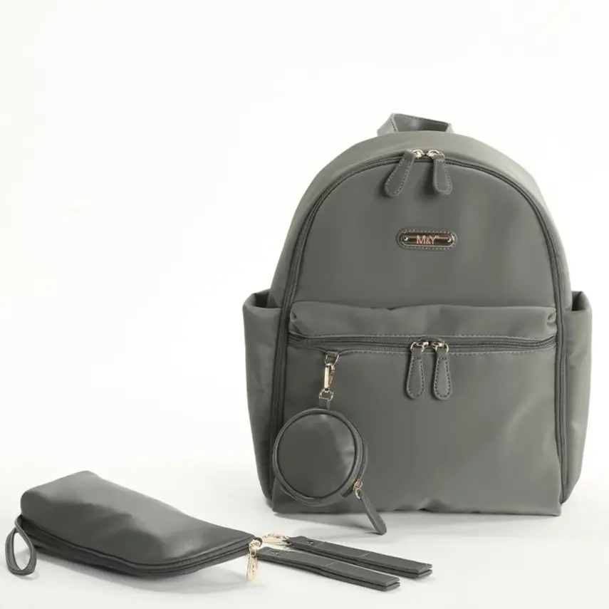 M&Y Collection Diamond Deri Anne Bebek Sırt Çantası Gri - 1
