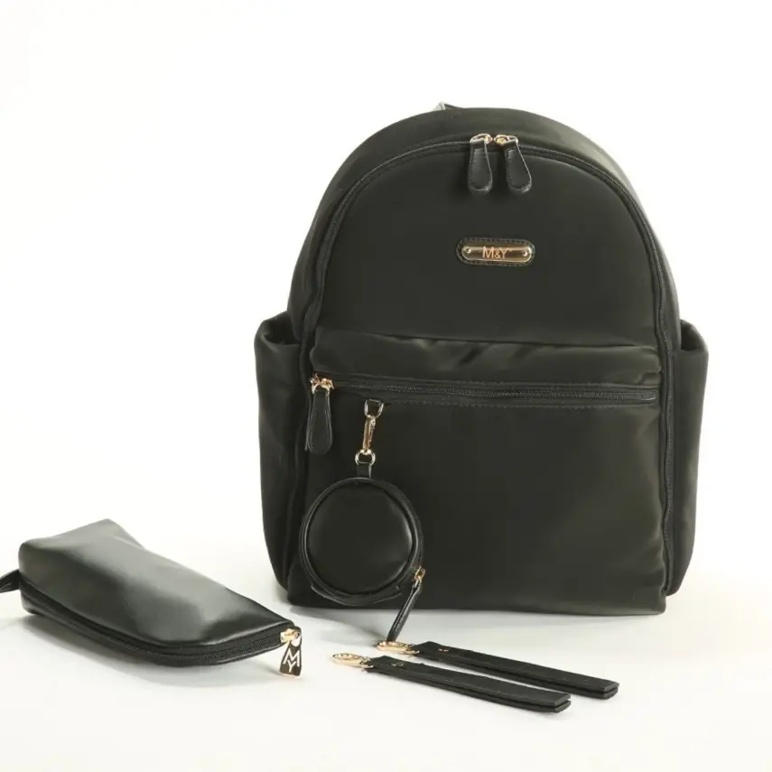 M&Y Collection Diamond Deri Anne Bebek Sırt Çantası Siyah - 1