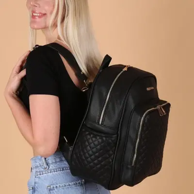 M&Y Collection Dust Deri Anne Bebek Sırt Çantası Siyah - 5