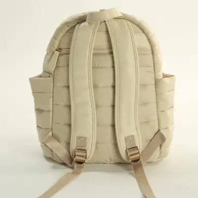 M&Y Collection Puff Deri Bebek Bakım Sırt Çantası Krem / Cream (1)