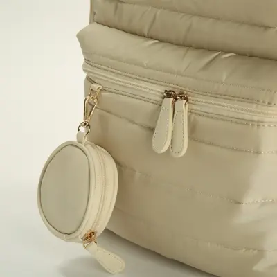 M&Y Collection Puff Deri Bebek Bakım  Sırt Çantası Krem / Cream - 4