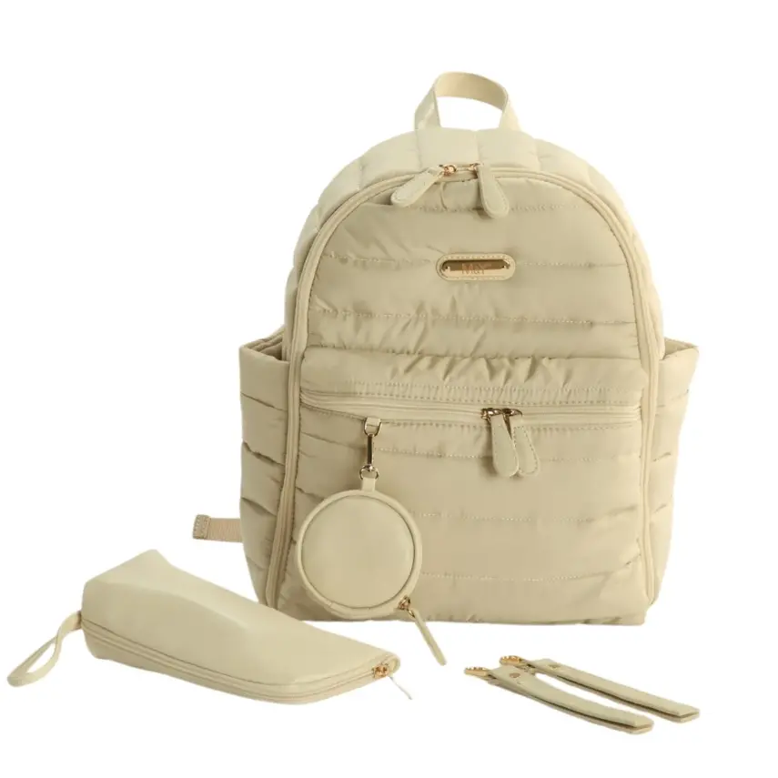 M&Y Collection Puff Deri Bebek Bakım  Sırt Çantası Krem / Cream - 1