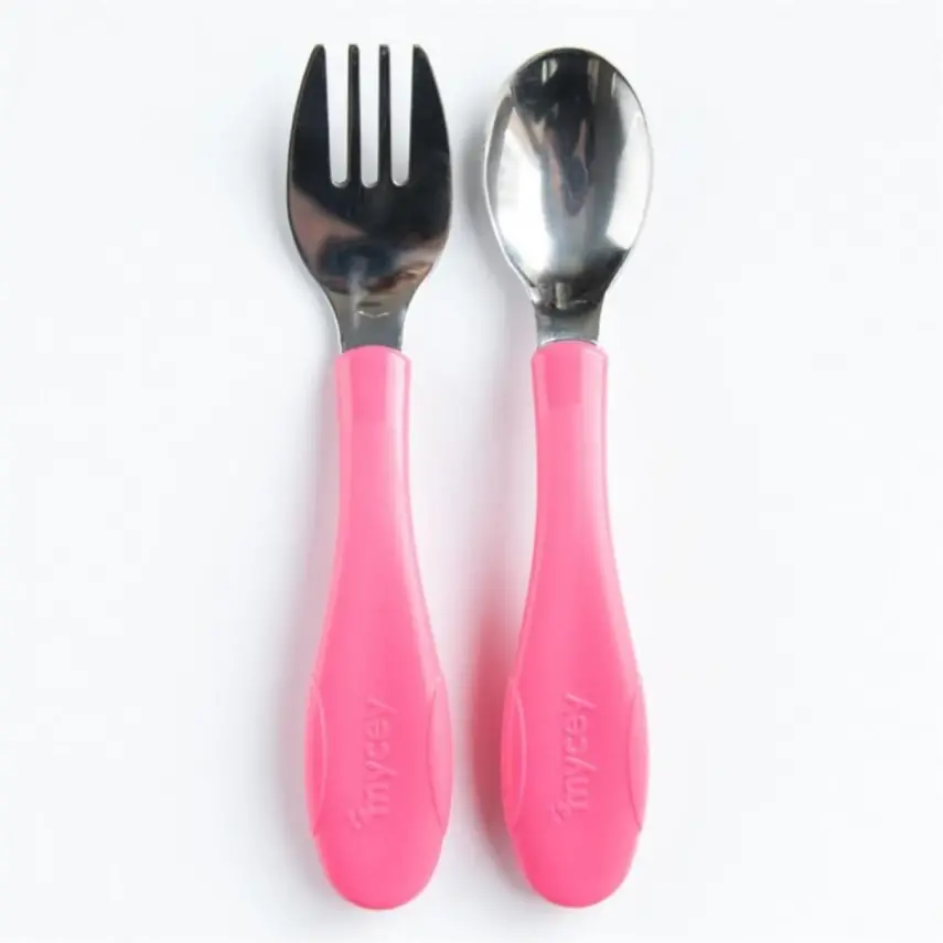 Mycey Paslanmaz Çelik Çatal Kaşık Seti Pembe - 1