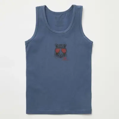 Natuline Organik Erkek Bebek Atleti Likralı Cool Tiger 2li İndigo - Gri Melanj - 21