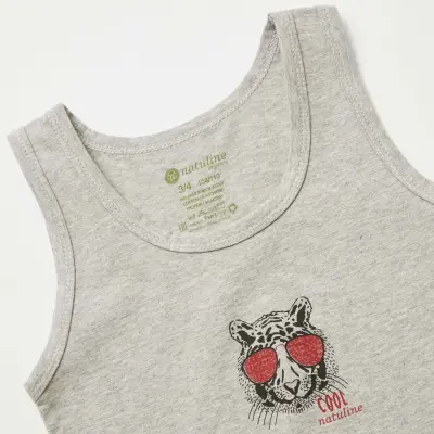 Natuline Organik Erkek Bebek Atleti Likralı Cool Tiger 2li İndigo - Gri Melanj - 6