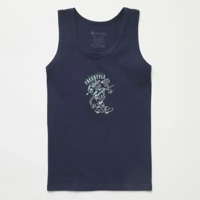 Natuline Organik Erkek Bebek Atleti Likralı Freestyle Robot 2li Çağla Yeşili - Lacivert - 11