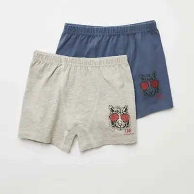 Natuline Organik Erkek Boxer Likralı Cool Tiger 2li İndigo - Gri Melanj