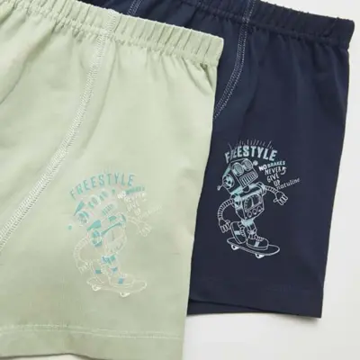 Natuline Organik Erkek Boxer Likralı Freestyle Robot 2li Çağla Yeşili - Lacivert (1)