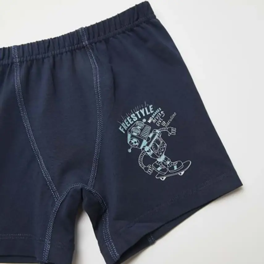 Natuline Organik Erkek Boxer Likralı Freestyle Robot 2li Çağla Yeşili - Lacivert - 5