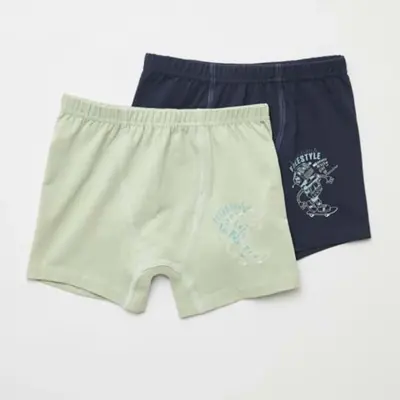 Natuline Organik Erkek Boxer Likralı Freestyle Robot 2li Çağla Yeşili - Lacivert