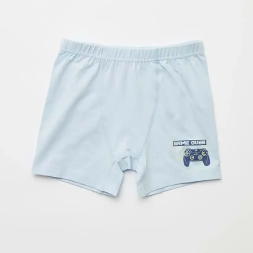 Natuline Organik Erkek Boxer Likralı Game Over 2li Mavi - Gri Melanj - 4