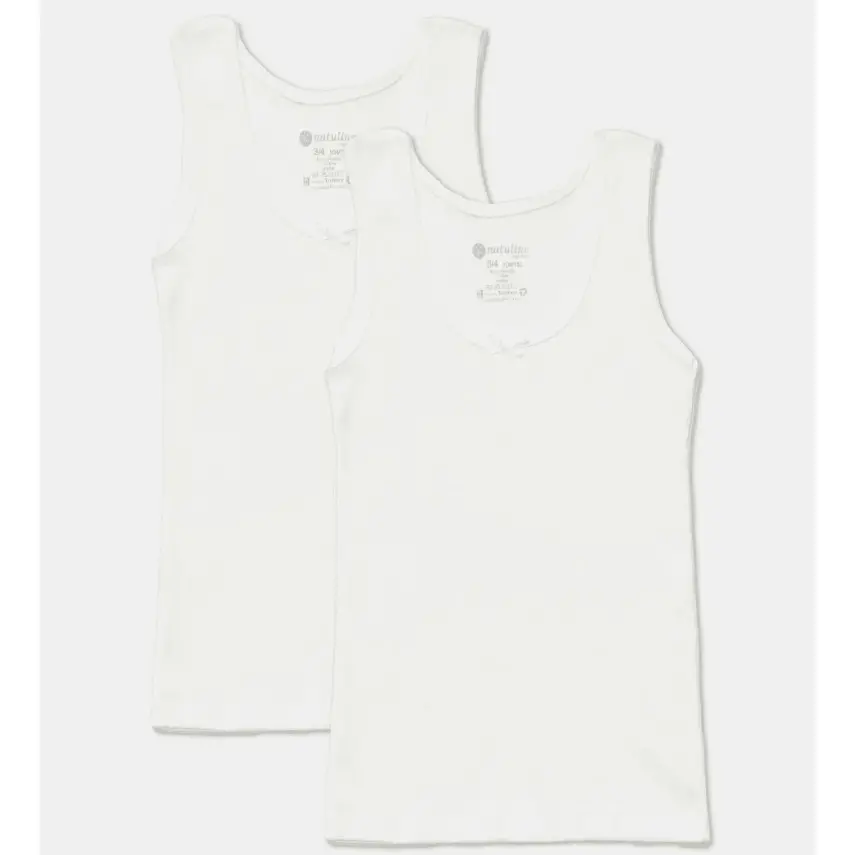 Natuline Organik Kız Bebek Atleti Kaşkorse 2li Beyaz - 1