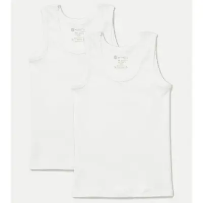 Natuline Organik Kız Bebek Atleti Kroşatalı Ribana 2li Beyaz - 1