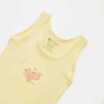 Natuline Organik Kız Bebek Atleti Likralı Queen Swan 2li Açık Mavi - Sarı (1)