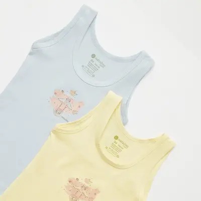 Natuline Organik Kız Bebek Atleti Likralı Queen Swan 2li Açık Mavi - Sarı - 3