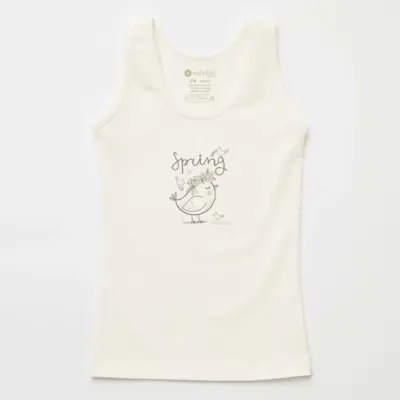 Natuline Organik Kız Bebek Atleti Likralı Spring Bird 2li Pembe - Ekru - 19