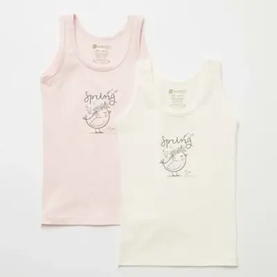 Natuline Organik Kız Bebek Atleti Likralı Spring Bird 2li Pembe - Ekru - 17