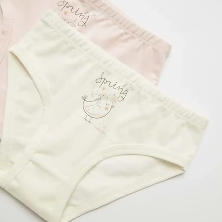 Natuline Organik Kız Slip Likralı Spring Bird 2li Pembe - Ekru - 2