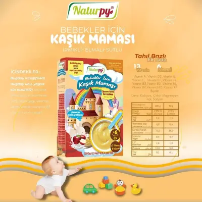 Naturpy 6 Tahıllı Sütlü İrmik ve Elmalı Kaşık Maması 200 gr - 6