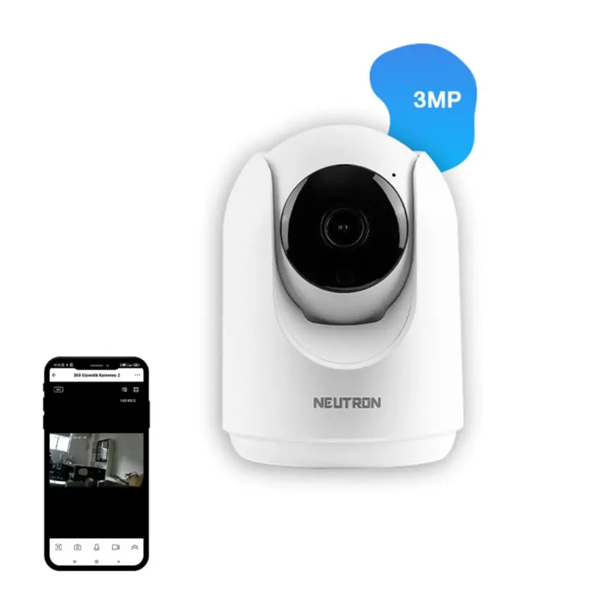 Neutron 360 Derece Dönebilen Kızılötesi İç Ortam Akıllı Güvenlik Kamera - 1