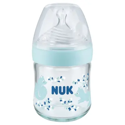 Nuk Nature Sense Isı Göstergeli Cam Biberon 120 ml Mavi (1)