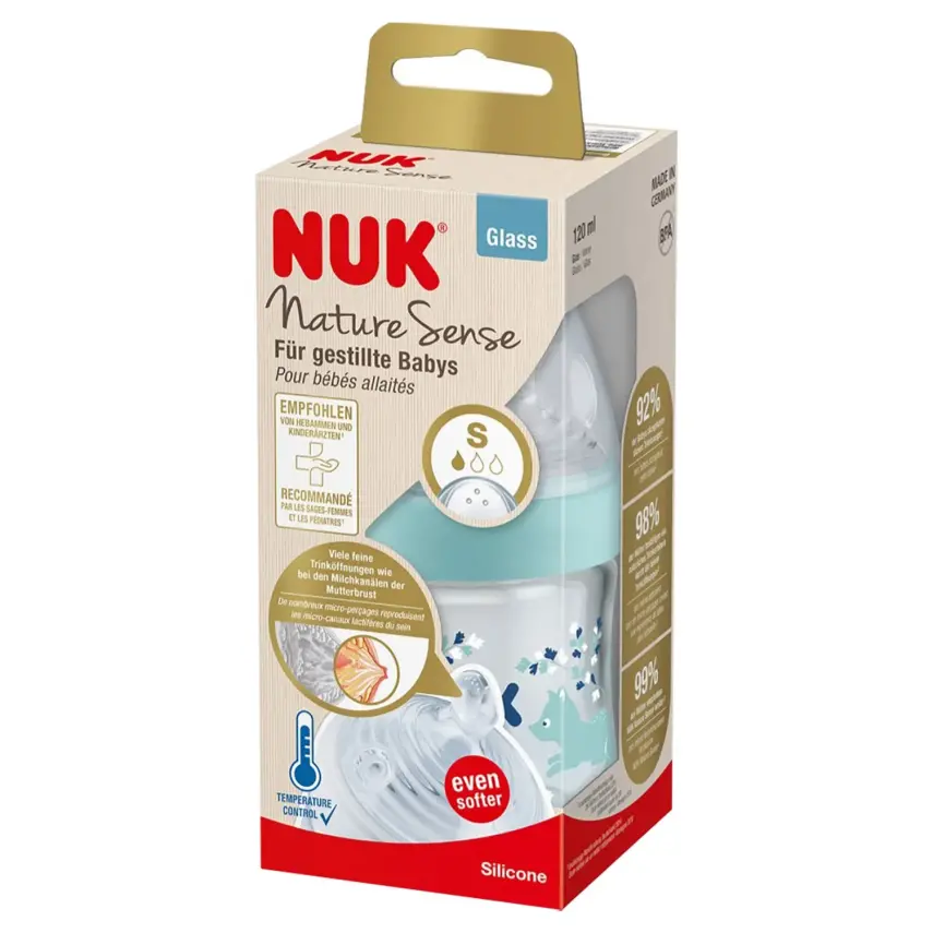 Nuk Nature Sense Isı Göstergeli Cam Biberon 120 ml Mavi - 3