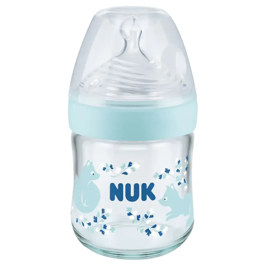 Nuk Nature Sense Isı Göstergeli Cam Biberon 120 ml Mavi - 1
