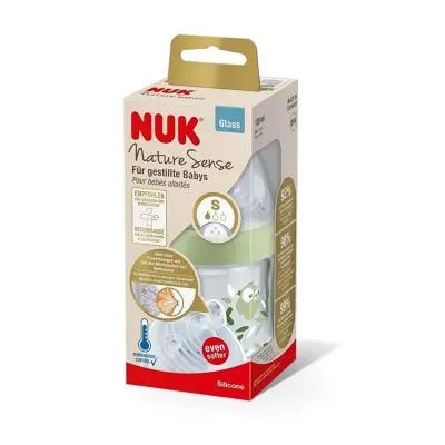 Nuk Nature Sense Isı Göstergeli Cam Biberon 120 ml Yeşil (1)