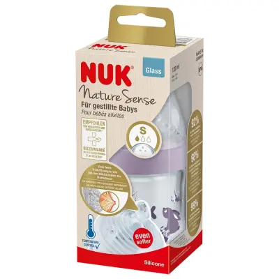 Nuk Nature Sense Isı Göstergeli Cam Biberon 240 ml Lila (1)