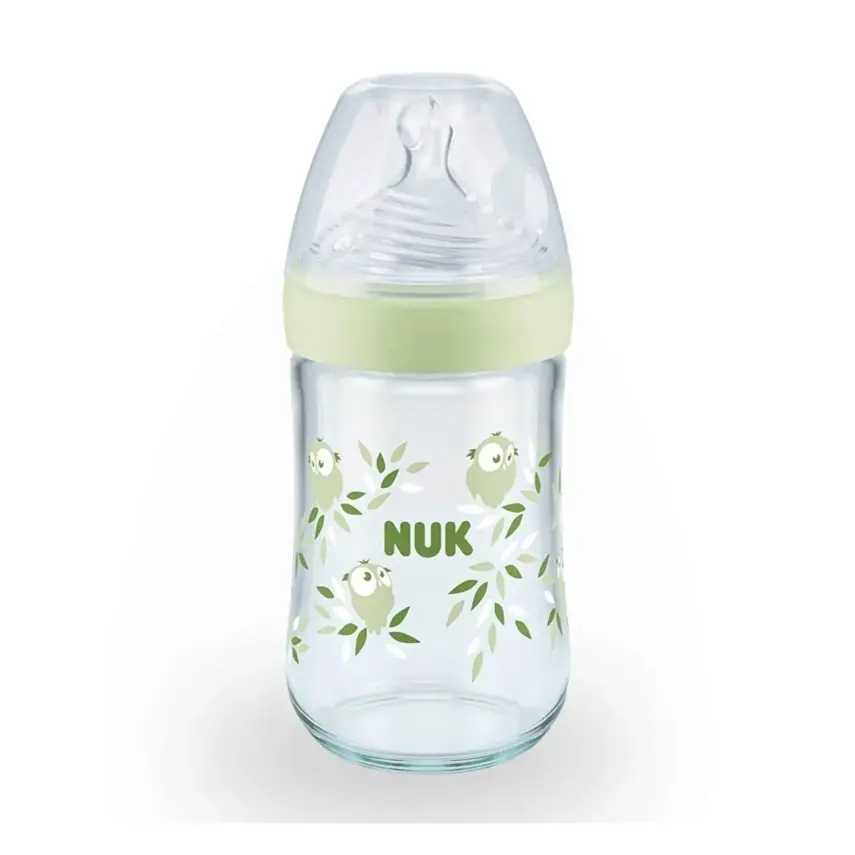 Nuk Nature Sense Isı Göstergeli Cam Biberon 240 ml Yeşil - 1